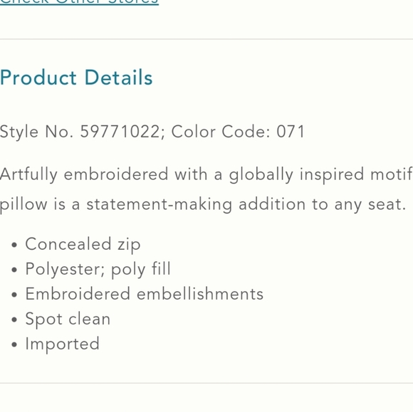 Anthropologie Embroidered Galanos Pillow- ochre - Picture 3 of 6